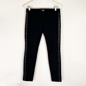Paige Black Ponte Knit Skinny Pants with Faux Leather Stud Detail